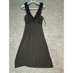 Intermission Dress Women's Size 8 Black Ruffle Trim V-Neck Sleeveless Dress